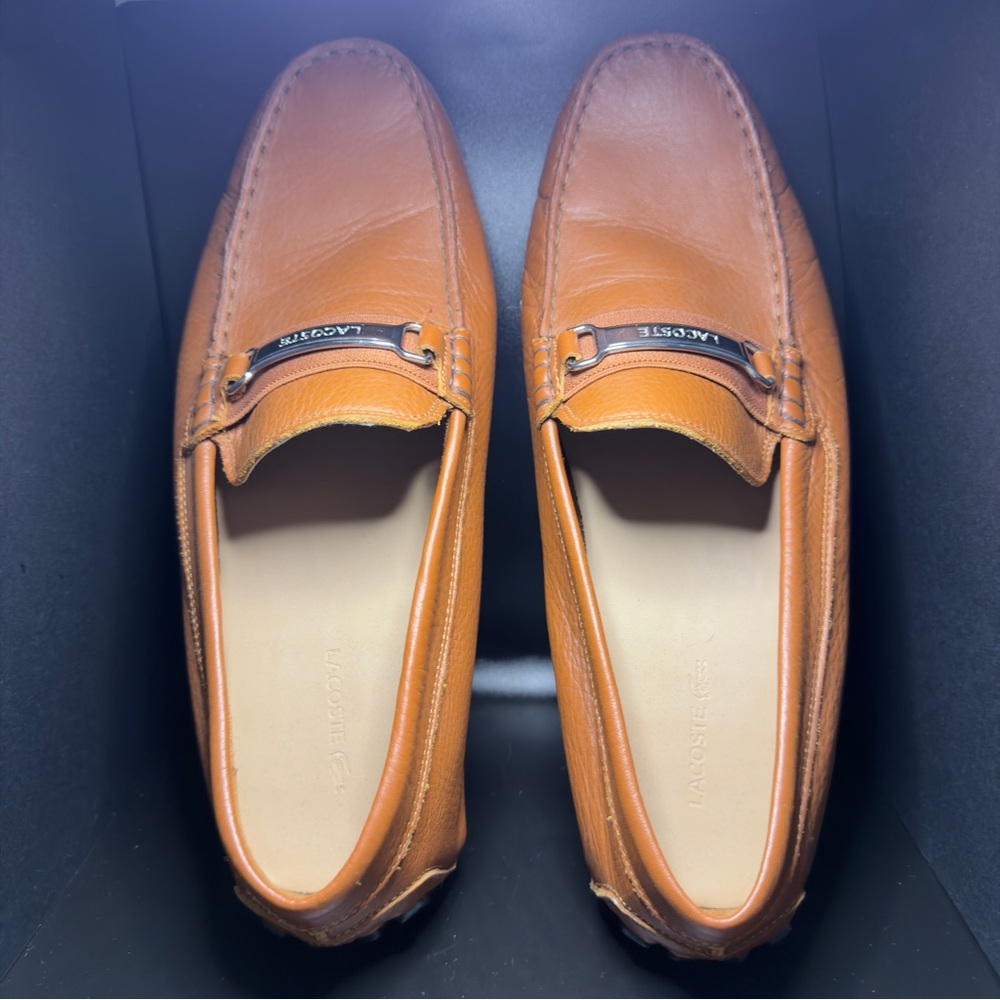 Lacoste Men's Tan Leather Slip-On Loafers - Picture 4 of 8